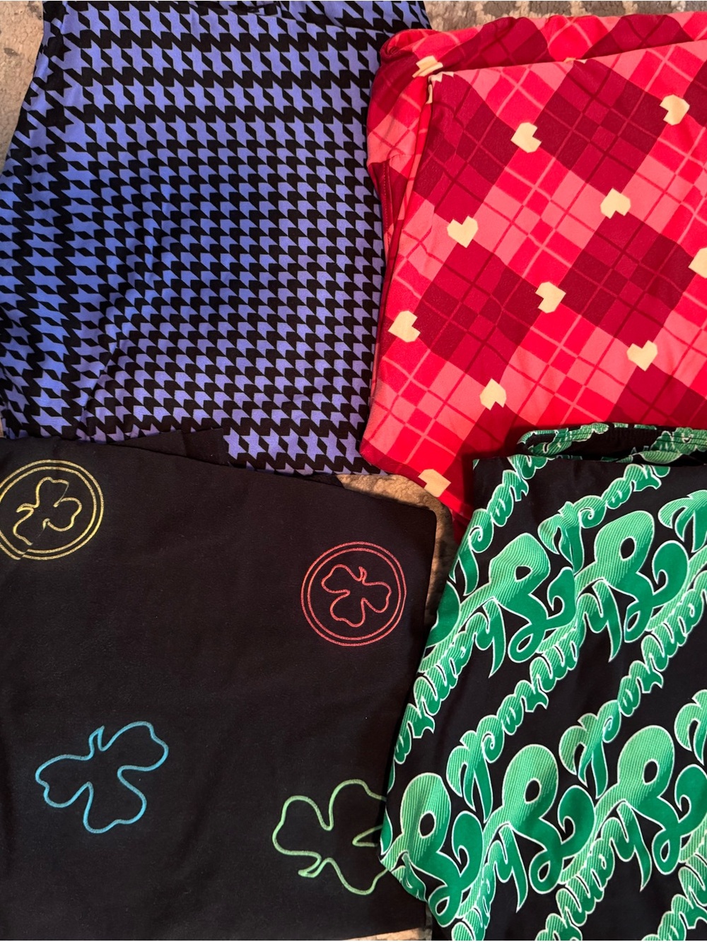 Assorted Patterned Leggings Bundle - Blue, Red, Black, Green$8/each